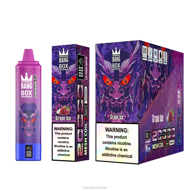 Bang Box מסך חכם 20000 נשיפות קרח ענבים - Bang Box Vape