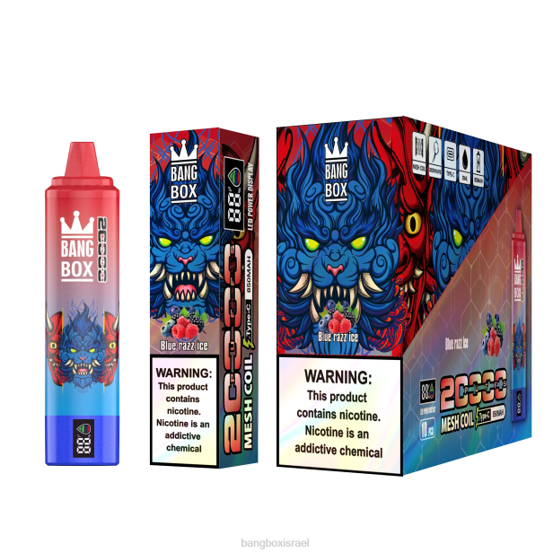 Bang Box מסך חכם 20000 נשיפות קרח כחול razz - Bang Box Flavours