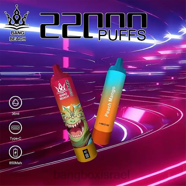 Bang Beach מסך חכם 22000 נשיפות מנגו אפרסק - Bang Box Vape Flavors